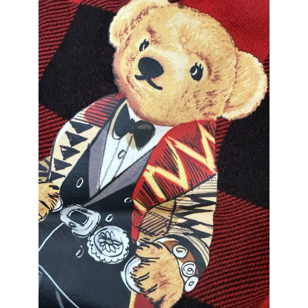 Ralph Lauren Polo Baby Girl Bear Top Dress Red Black Flannel Buffalo Check 12M